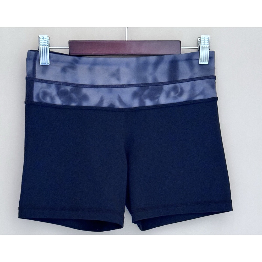 LULULEMON Shorts Womens Sz 4 Black Waist Reversible 8"Rise 4"inseam Athletic Y2K